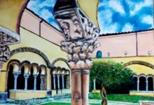 L’artista Donato Lombardo dona olio su tela raffigurante il Chiostro di Santa Sofia al Museo del Sannio